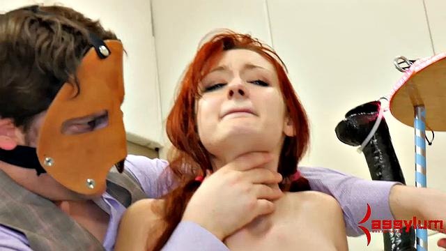 Sexy redhead girl banged deep in her ass