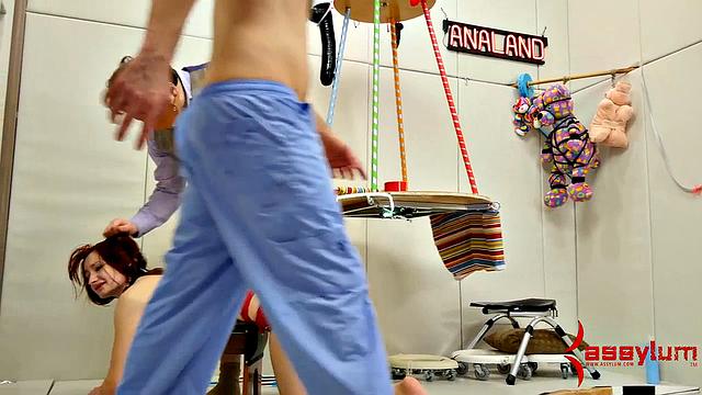 Sexy redhead girl banged deep in her ass