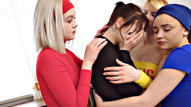 DYKE4K. Crazy group sex is the best way to get first lesbian experience