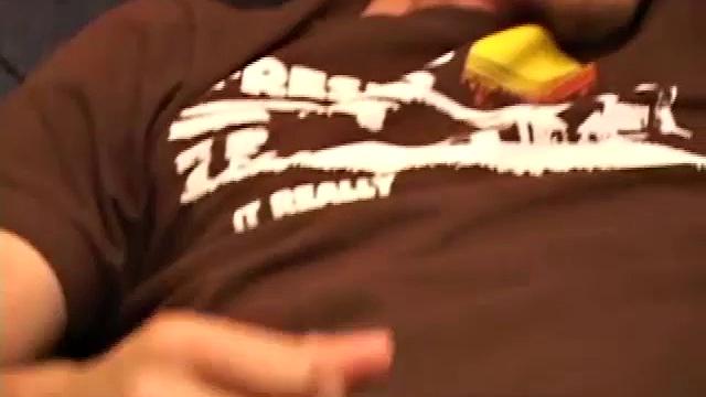 After stripping naked, Bullet gets to work on his stiffening cock. He strokes it long and hard, edging himself. When he can't take it to the edge again, Bullet explodes onto his hairy stomach and then eats his cum.