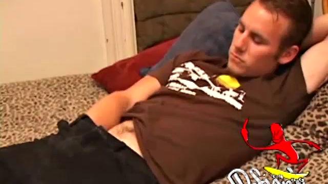 After stripping naked, Bullet gets to work on his stiffening cock. He strokes it long and hard, edging himself. When he can't take it to the edge again, Bullet explodes onto his hairy stomach and then eats his cum.