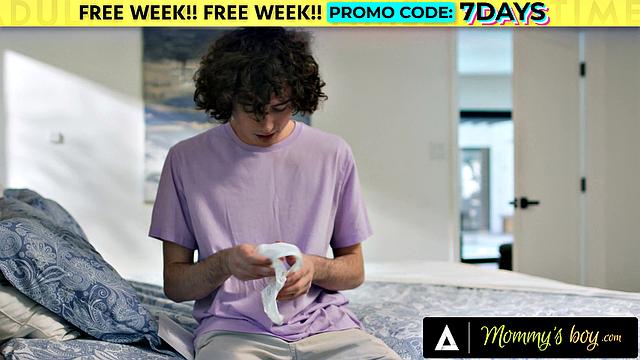 MOMMY'S BOY - Masturbating MILF Rachael Cavalli Catches Voyeur In Closet, Rides His Big Dick