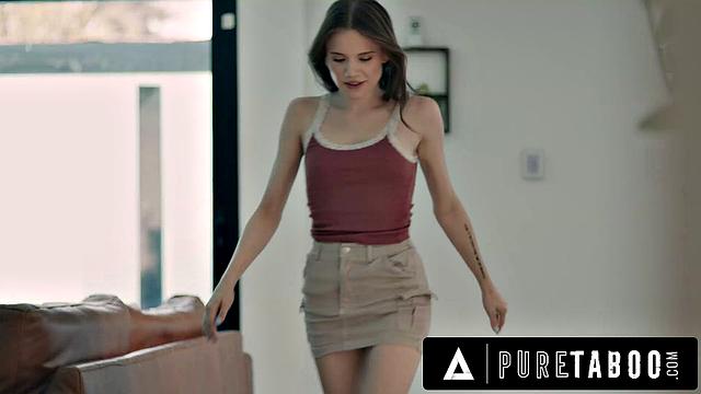 PURE TABOO Pervert Rose Carter Replaces Her Stepdad's Masturbator While He's Blindfolded