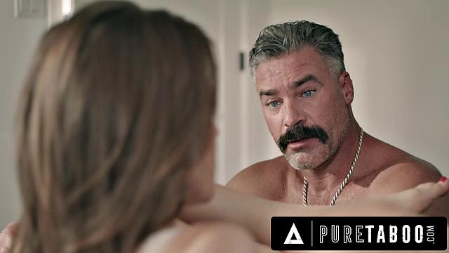 PURE TABOO Pervert Rose Carter Replaces Her Stepdad's Masturbator While He's Blindfolded