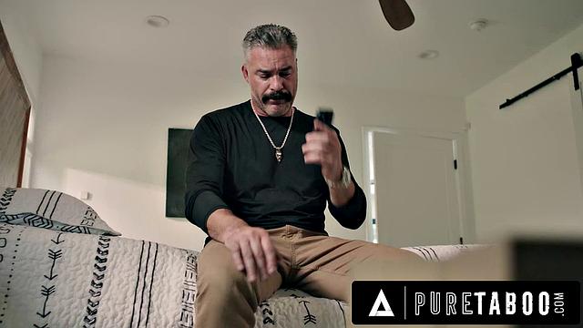 PURE TABOO Pervert Rose Carter Replaces Her Stepdad's Masturbator While He's Blindfolded