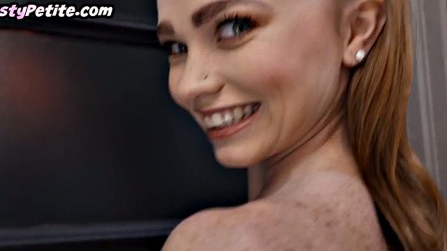 Petite beauty gagging and deepthroating