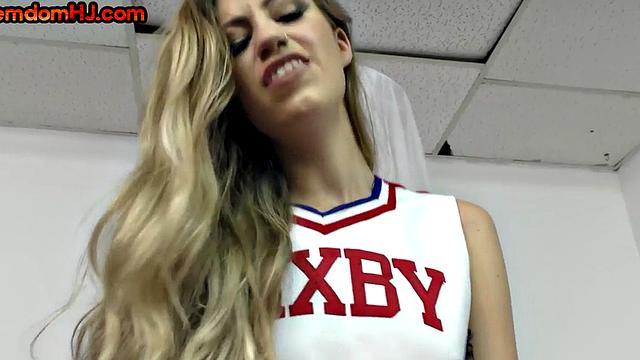 Mean deepthroating femdom jerk