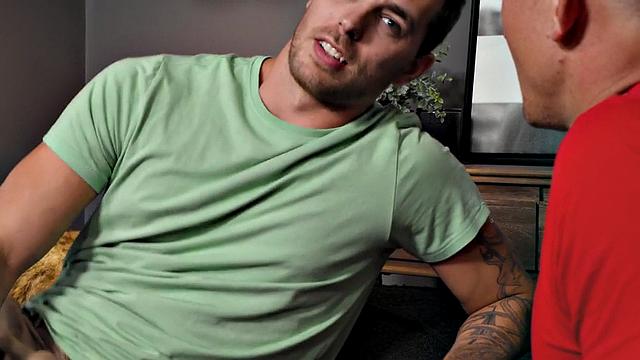 Tattooed bottom stud barebacked by BF after gym