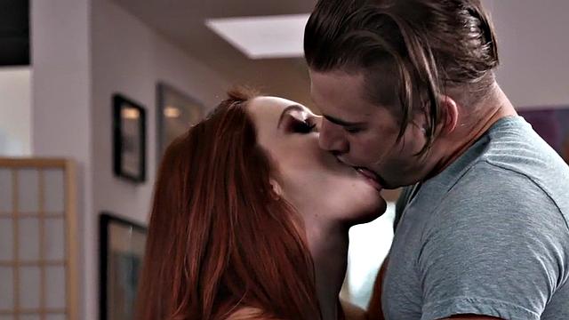 Kinky pervert fucks bald redhead bae in doggystyle and she loves it