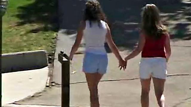 Little April Kisses Her Love Outdoors And Licks Her