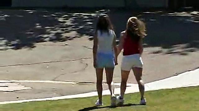 Little April Kisses Her Love Outdoors And Licks Her