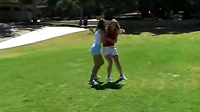 Little April Kisses Her Love Outdoors And Licks Her