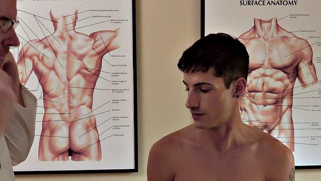 Petite 21yo guy fucked by doctor in infirmary after check