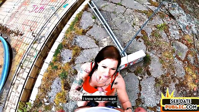 POV Bigtitted slut doggystyled outdoors