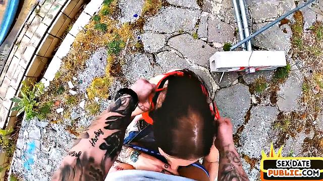 POV Bigtitted slut doggystyled outdoors