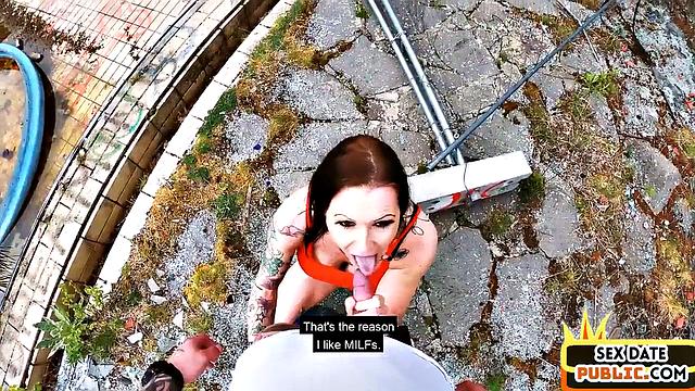 POV Bigtitted slut doggystyled outdoors