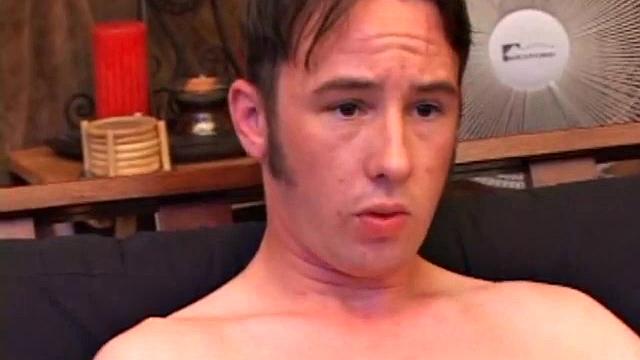 After he pulls his dick out of his pants, Phil works it up nice and stiff. Then he gets busy stroking his hard meat. Finally, the boy blows his load on his face.