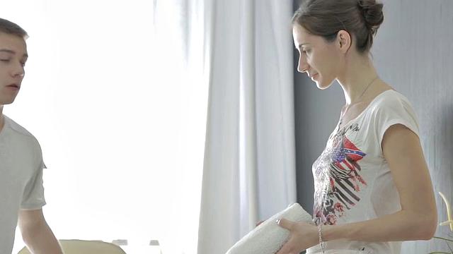 XXX massage video of cute brunette screwed in the butt