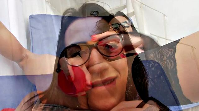 Busty lingerie tgirl tugging solo before cumming