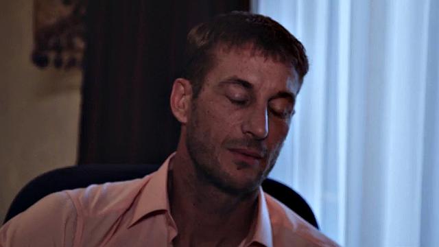 Man pounds busty babe in the office while she licks his shaft