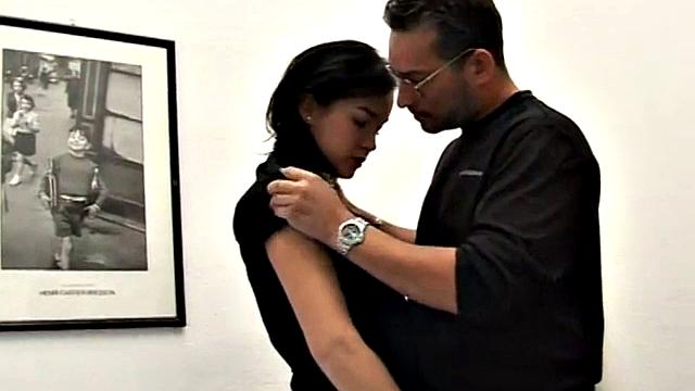 Hot Brunette with Natural Breasts Fucked by Mature Men