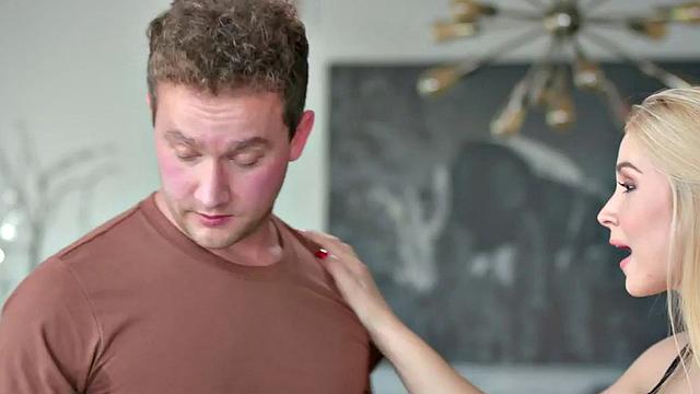 Busty stepmom deepthroats and rides stepson