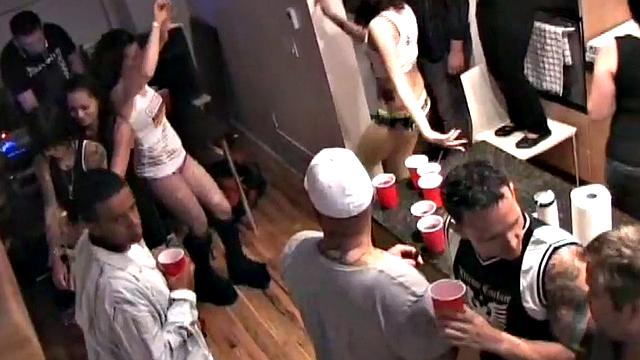 College party turns into interracial fuck fest