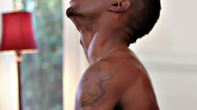 Muscular black dude barebacks his new BF with BBC on bed