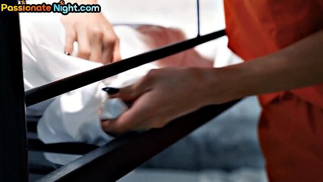 Stunning blonde doggyfucked hard