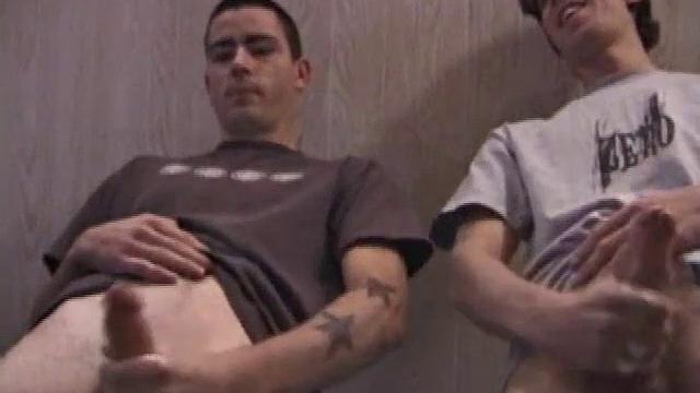 Dan strokes with Jayden, hot mutual handjobs and intense eye contact