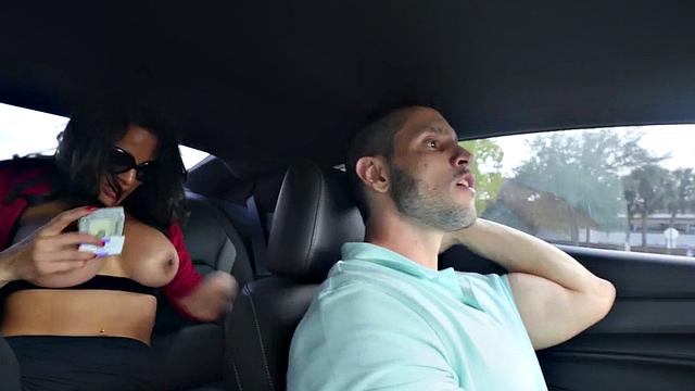 Big-titted MILF got titfucked after car ride