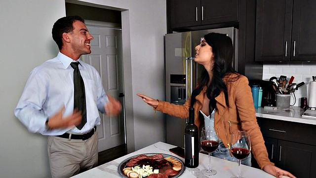 Brunette gets her hairy pussy pounded in doggy & cowgirl positions by her lover