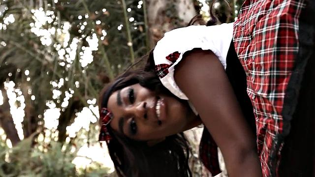 College uniform Ebony babe gets fucked by BBC