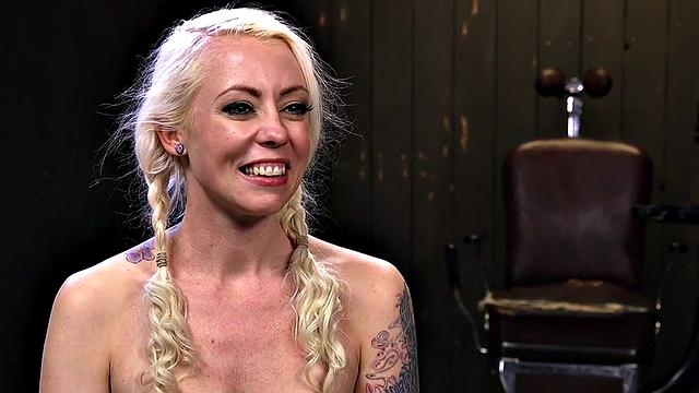 BDSM babe suffers anal and pussy toying by CMNF master