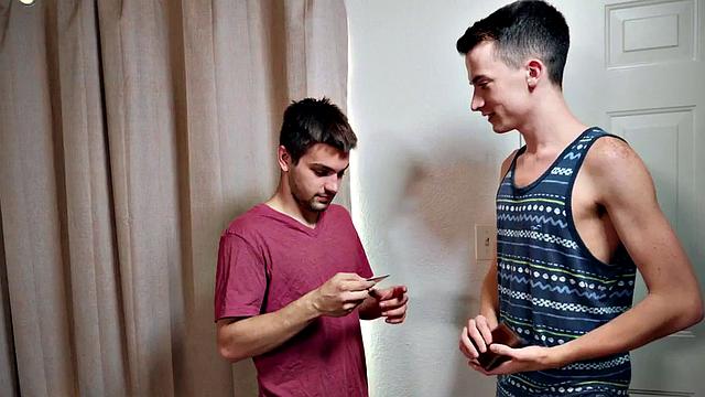 Hairy twink duo enjoy bareback anal in hostel room