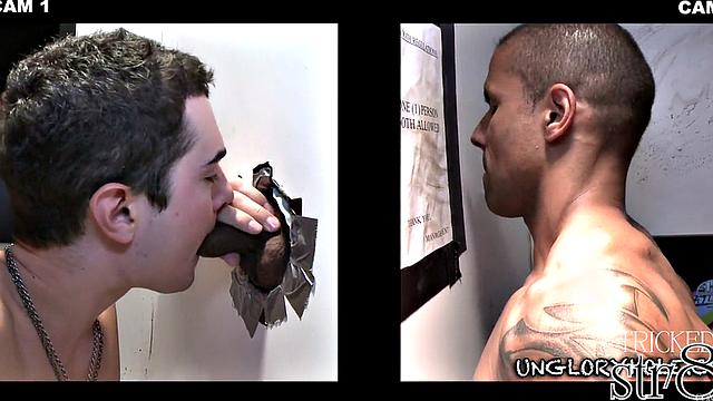Office gloryhole jock fooled by straight
