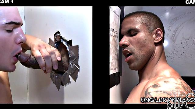 Office gloryhole jock fooled by straight