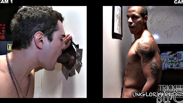 Office gloryhole jock fooled by straight