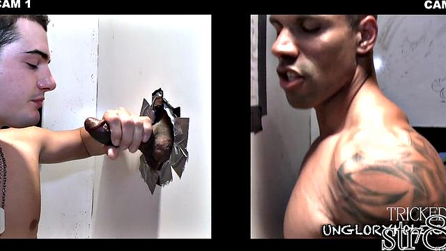 Office gloryhole jock fooled by straight