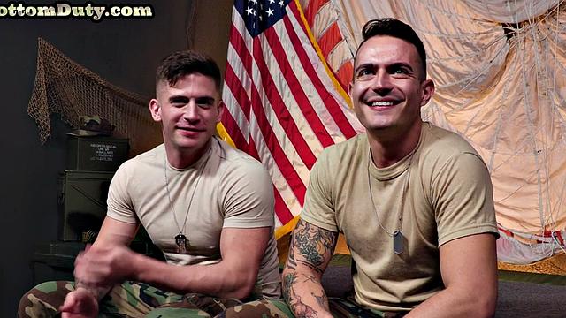Inked army hunks on anal mission