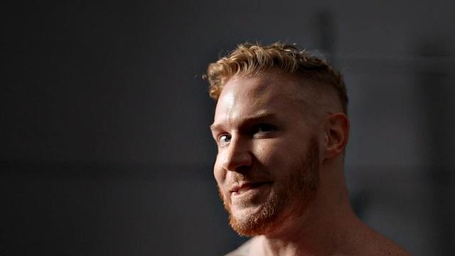 Gym ginger hunk wanking his cock until cumshot