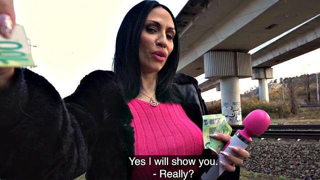 Amateur big boobs MILF fucked in POV for cash