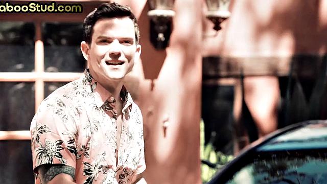 Outdoor gay stepbrother barebacked by athletic stud