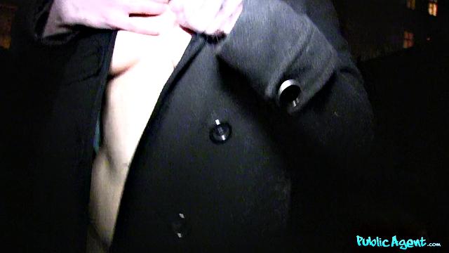 Dark Haired Woman Takes Stranger's Load In Public