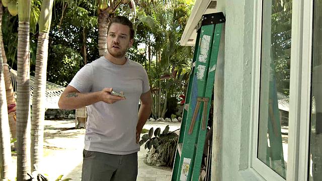 Lexi Luna Shows off her new tits to her neighbor and he can't keep his in his shorts