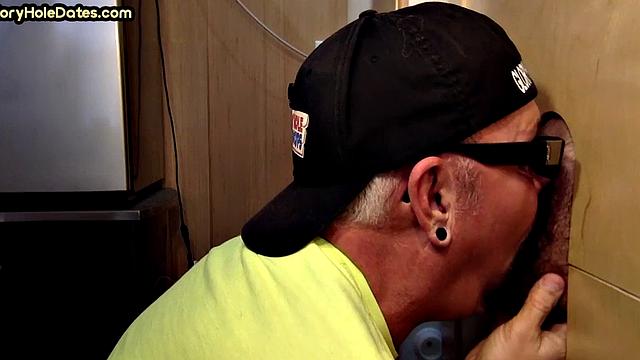 Gloryhole DILF deepthroats real cock of his neighbor