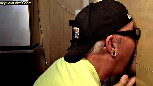 Gloryhole DILF deepthroats real cock of his neighbor