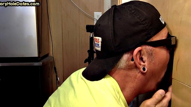 Gloryhole DILF deepthroats real cock of his neighbor