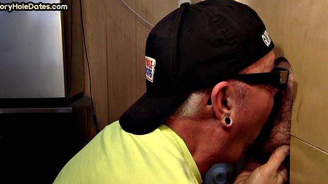 Gloryhole DILF deepthroats real cock of his neighbor