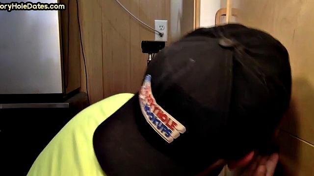 Gloryhole DILF deepthroats real cock of his neighbor